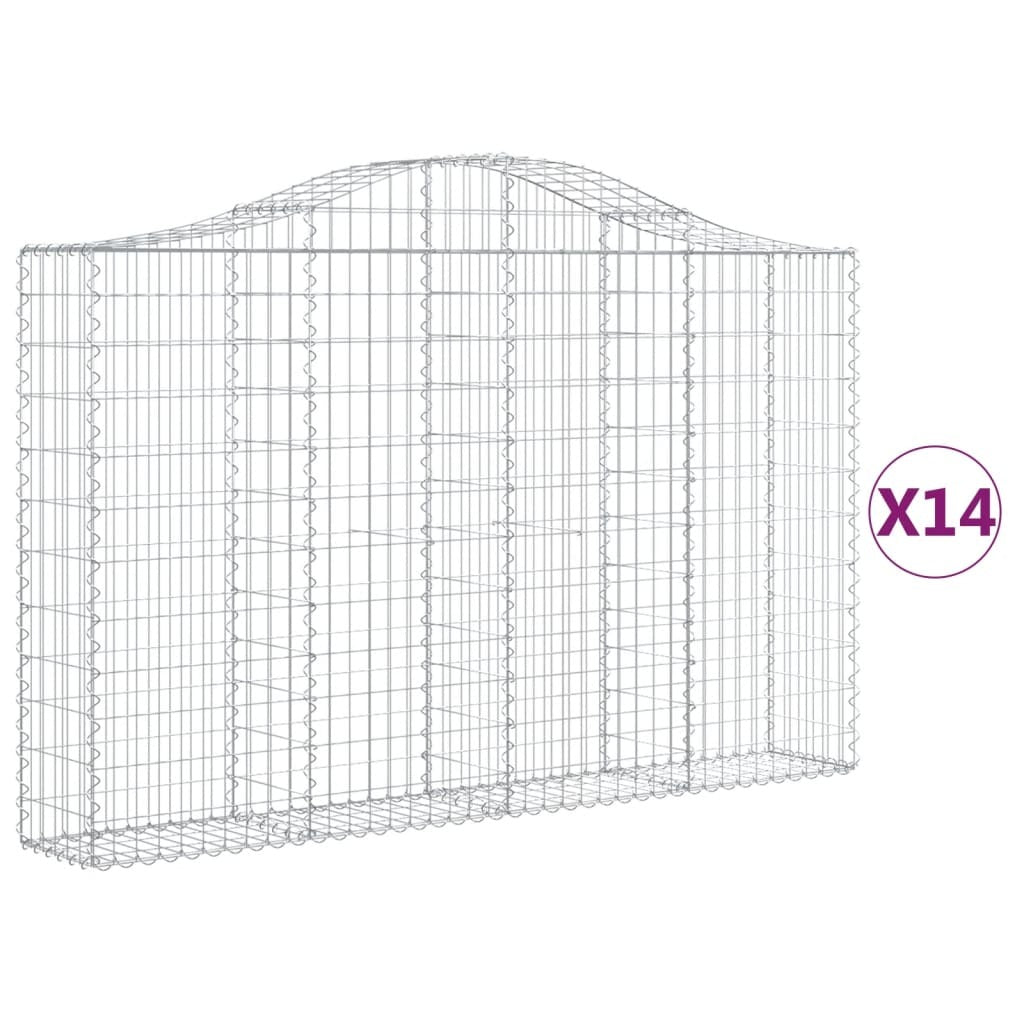 Arched Gabion Baskets 14 pcs 200x30x120/140 cm Galvanised Iron