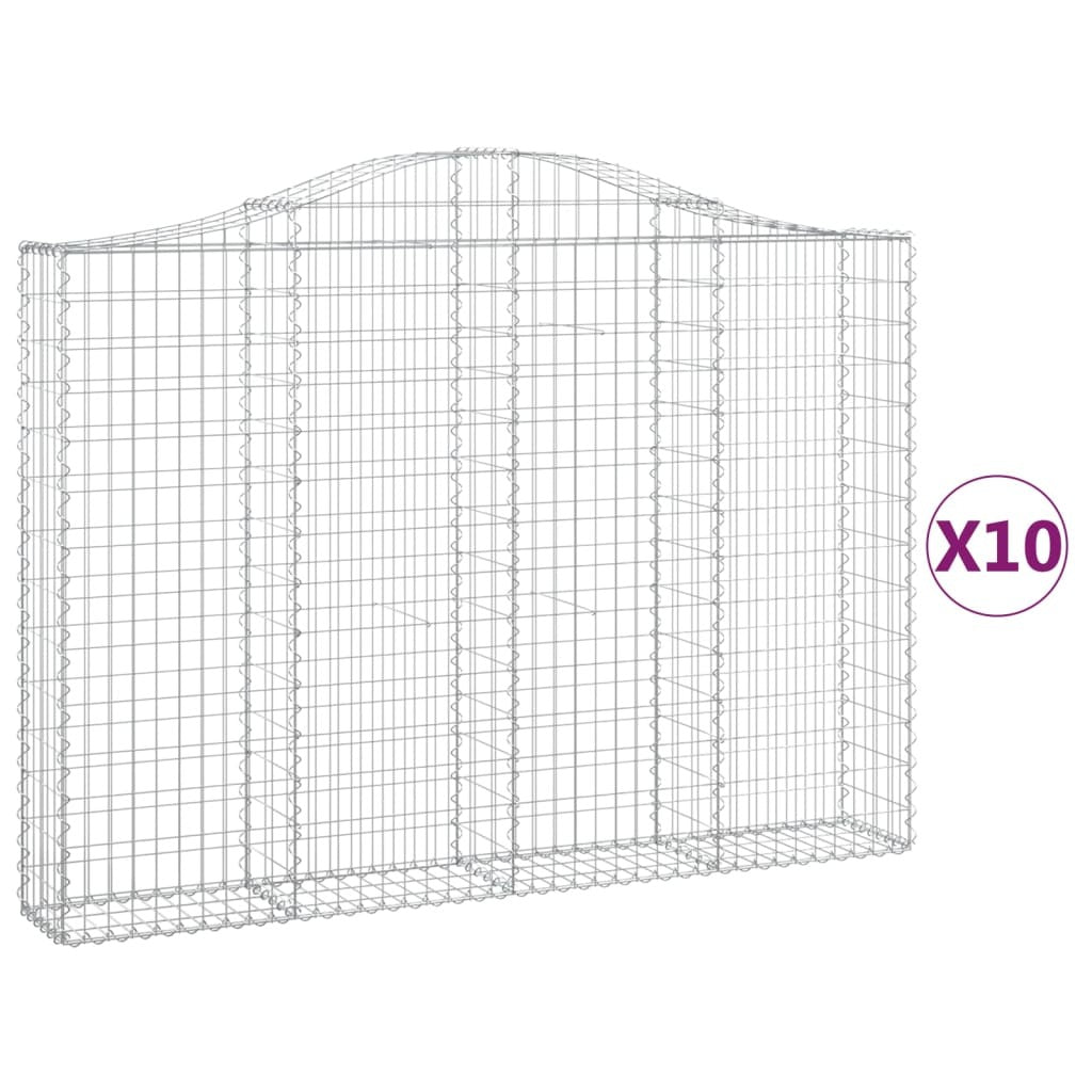 Arched Gabion Baskets 10 pcs 200x30x140/160 cm Galvanised Iron