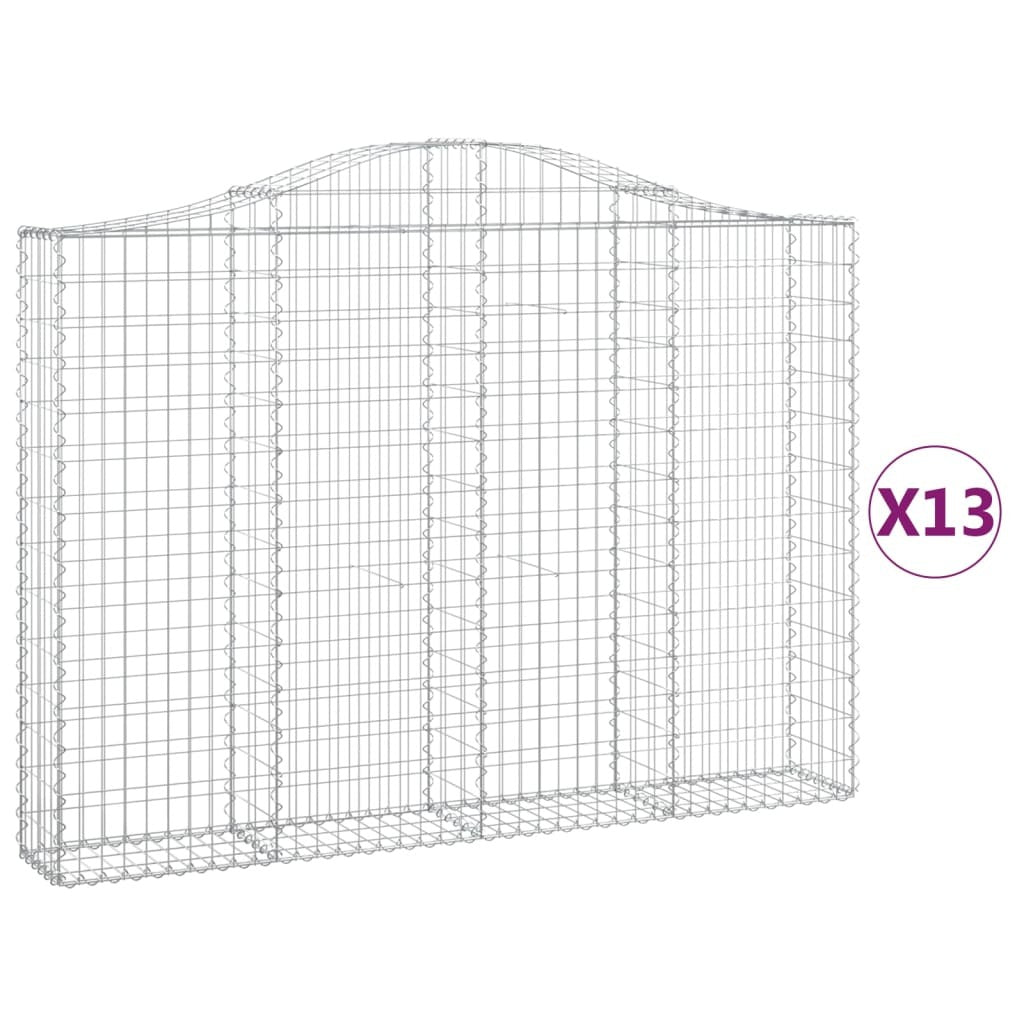 Arched Gabion Baskets 13 pcs 200x30x140/160 cm Galvanised Iron