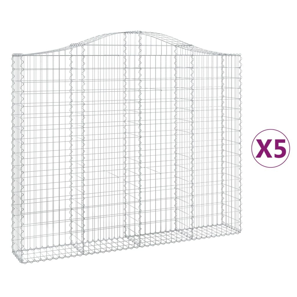 Arched Gabion Baskets 5 pcs 200x30x160/180 cm Galvanised Iron