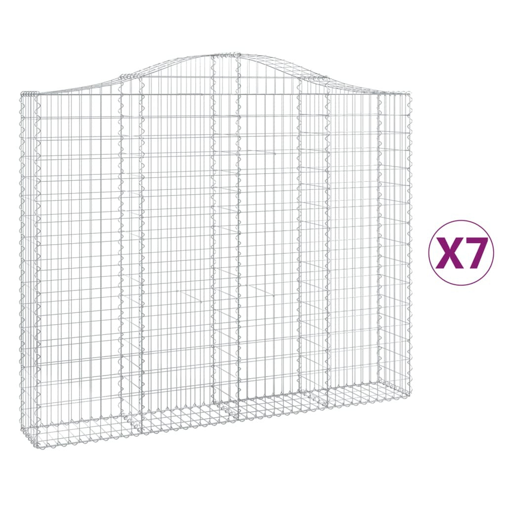 Arched Gabion Baskets 7 pcs 200x30x160/180 cm Galvanised Iron
