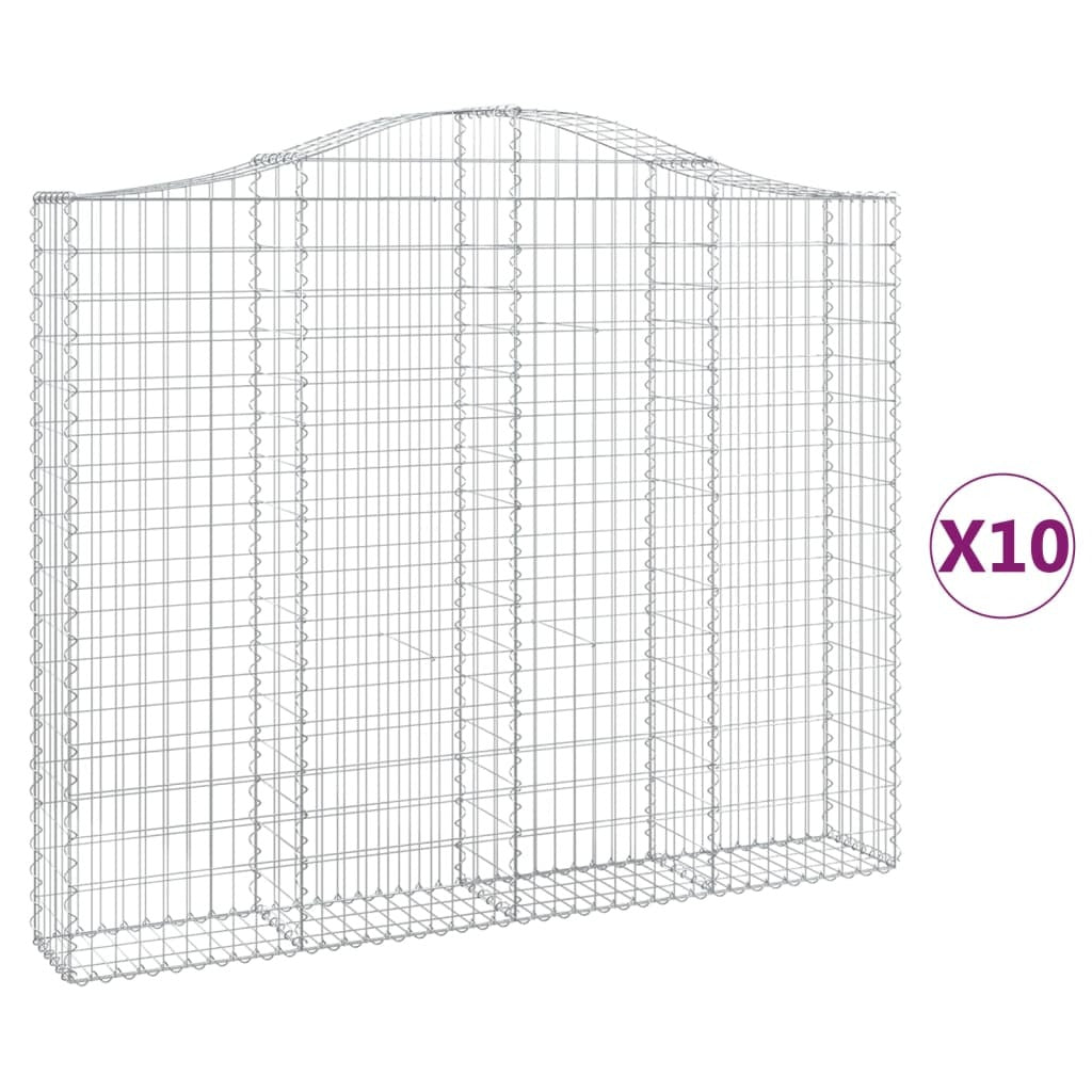 Arched Gabion Baskets 10 pcs 200x30x160/180 cm Galvanised Iron