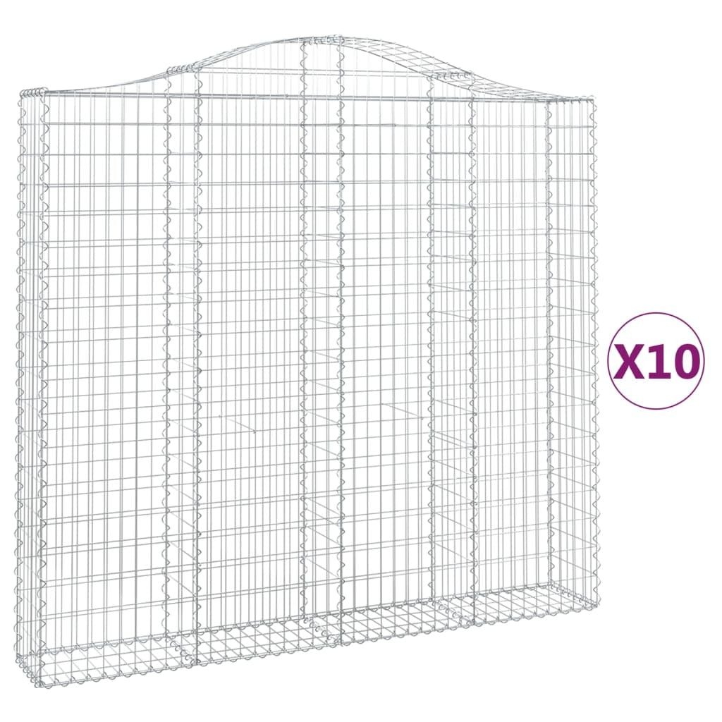 Arched Gabion Baskets 10 pcs 200x30x180/200 cm Galvanised Iron