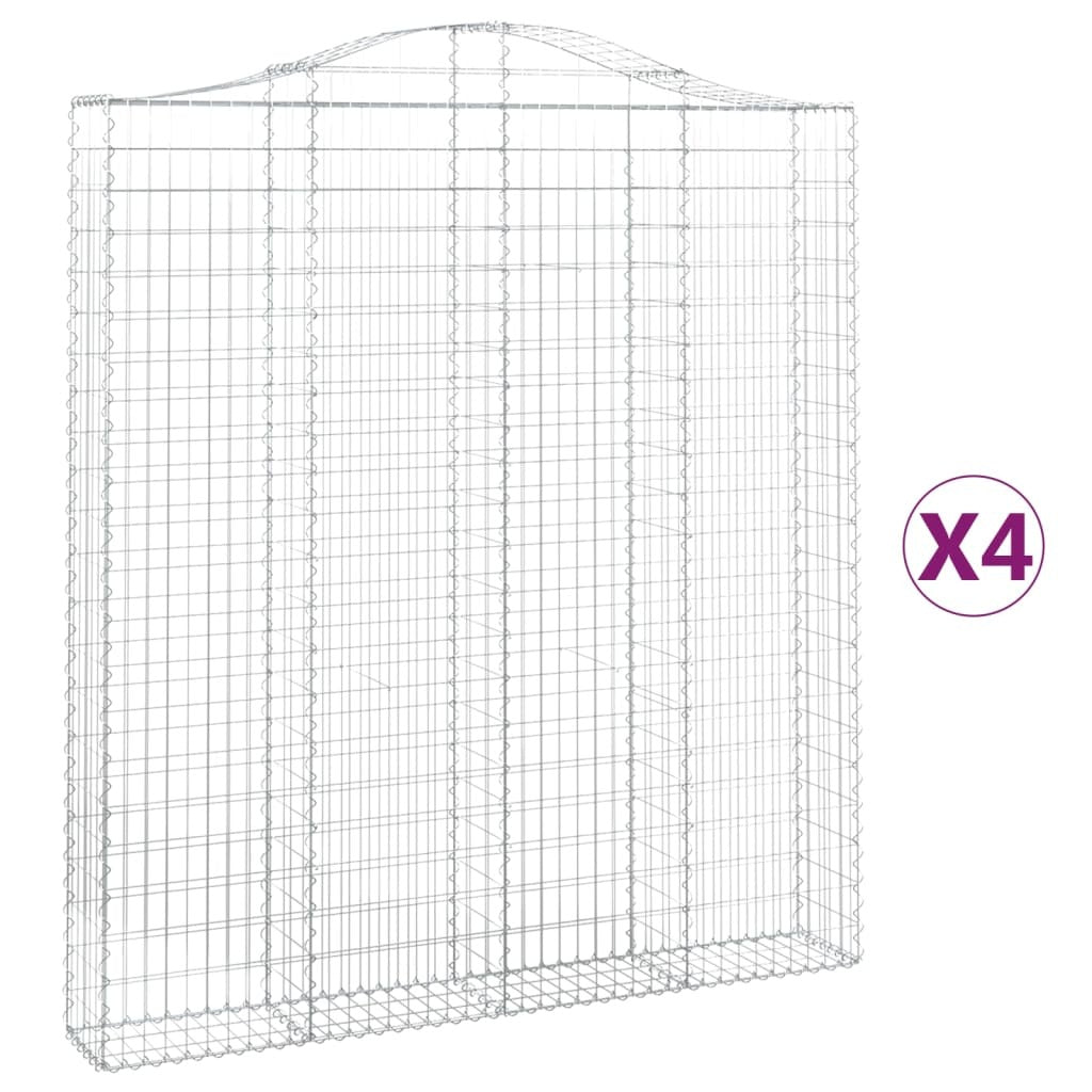 Arched Gabion Baskets 4 pcs 200x30x220/240 cm Galvanised Iron