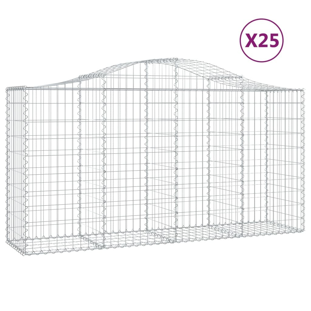 Arched Gabion Baskets 25 pcs 200x50x100/120 cm Galvanised Iron