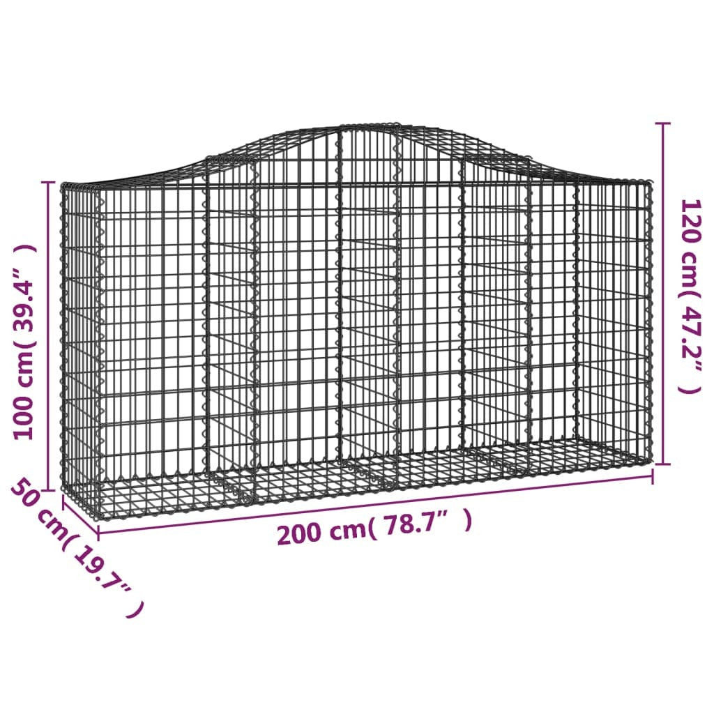 Arched Gabion Baskets 25 pcs 200x50x100/120 cm Galvanised Iron