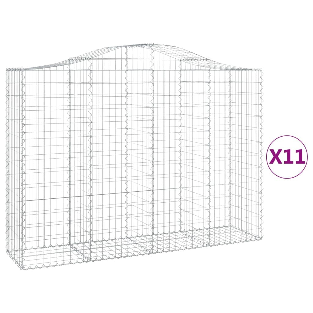 Arched Gabion Baskets 11 pcs 200x50x140/160 cm Galvanised Iron