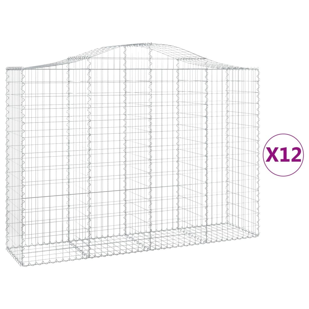 Arched Gabion Baskets 12 pcs 200x50x140/160 cm Galvanised Iron