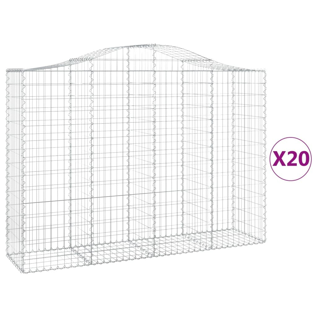 Arched Gabion Baskets 20 pcs 200x50x140/160 cm Galvanised Iron