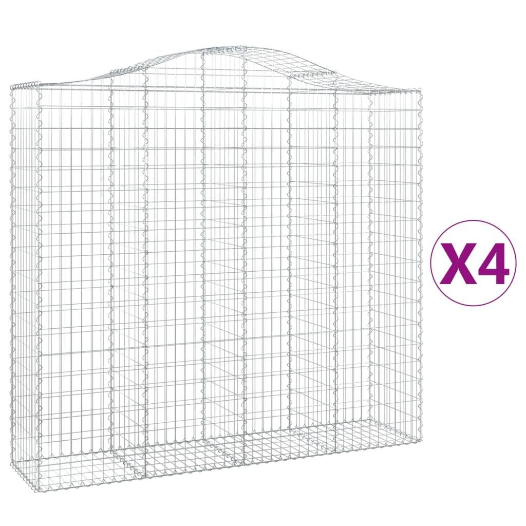 Arched Gabion Baskets 4 pcs 200x50x180/200 cm Galvanised Iron