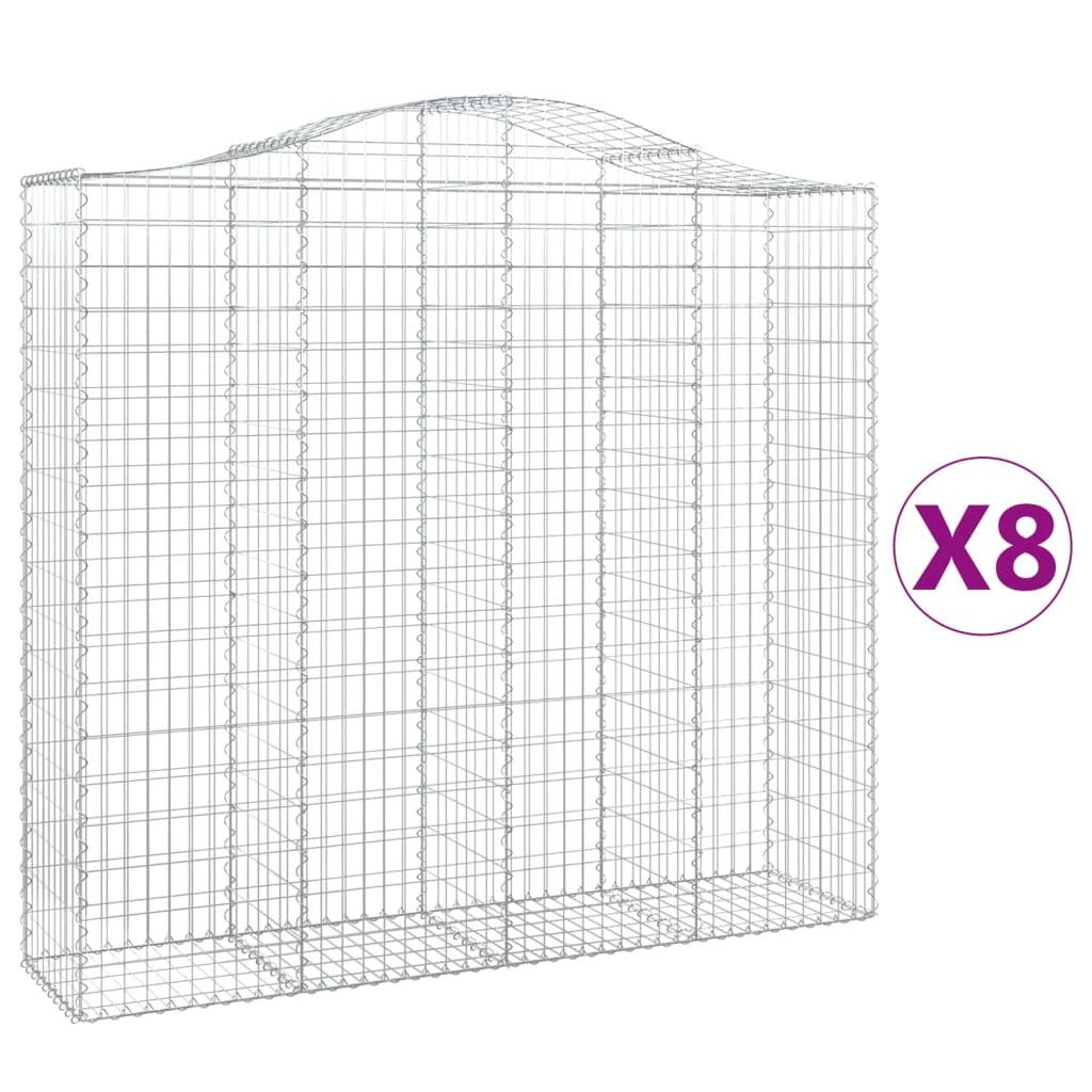 Arched Gabion Baskets 8 pcs 200x50x180/200 cm Galvanised Iron