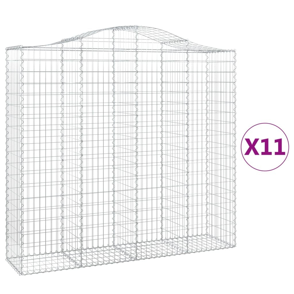Arched Gabion Baskets 11 pcs 200x50x180/200 cm Galvanised Iron