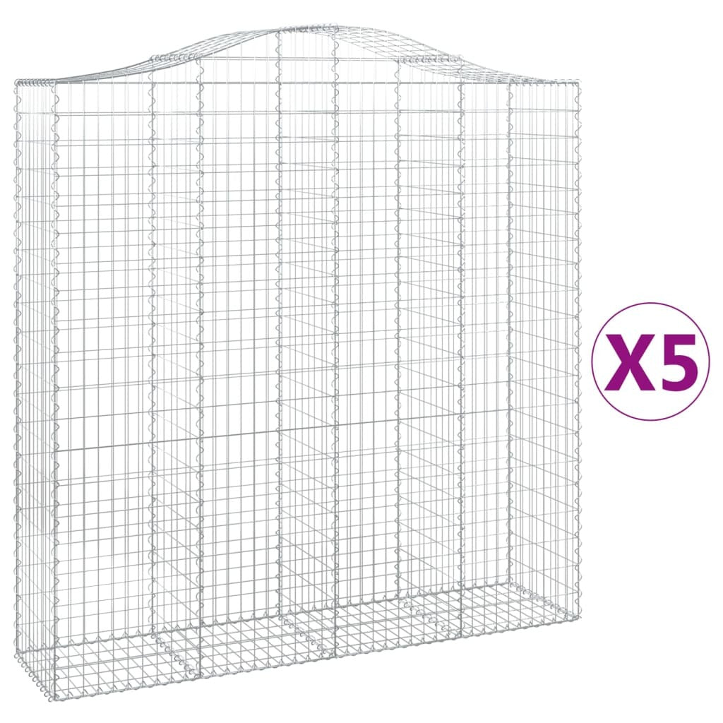 Arched Gabion Baskets 5 pcs 200x50x200/220 cm Galvanised Iron