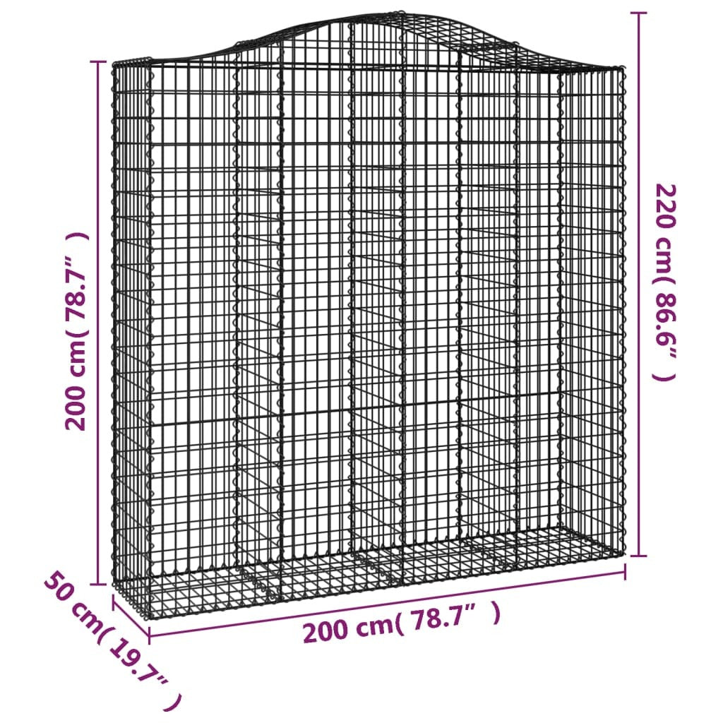 Arched Gabion Baskets 5 pcs 200x50x200/220 cm Galvanised Iron