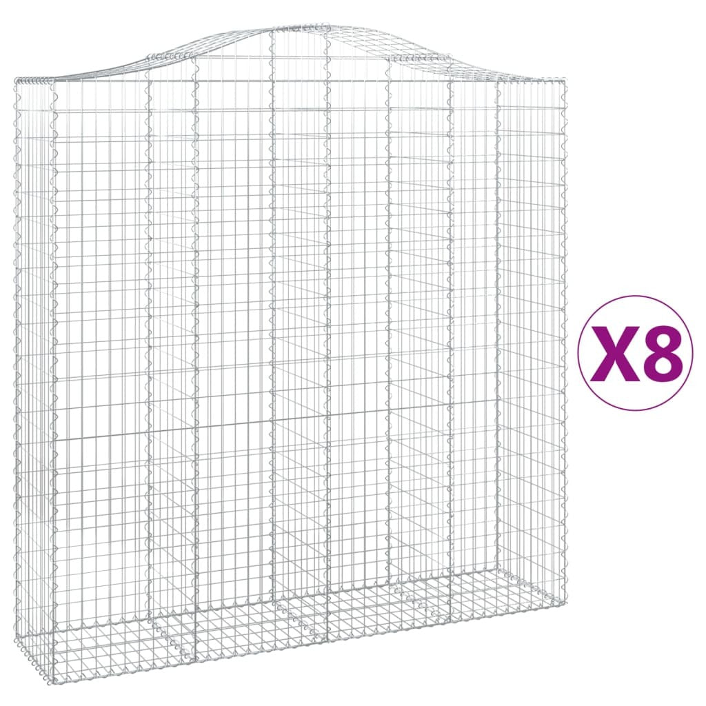 Arched Gabion Baskets 8 pcs 200x50x200/220 cm Galvanised Iron