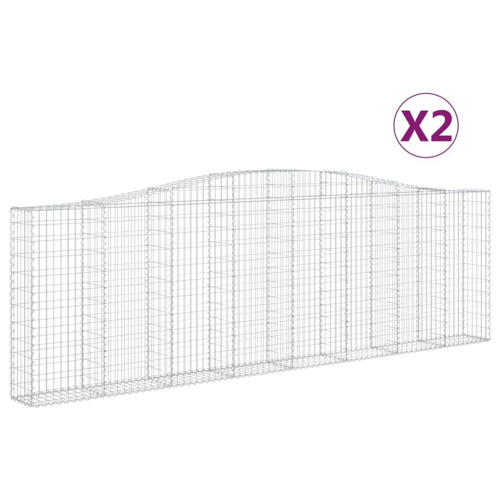 Arched Gabion Baskets 2 pcs 400x30x120/140 cm Galvanised Iron