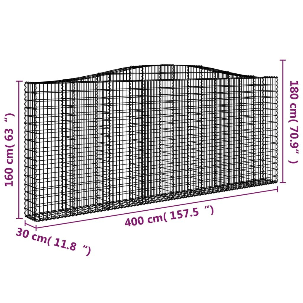 Arched Gabion Baskets 5 pcs 400x30x160/180 cm Galvanised Iron