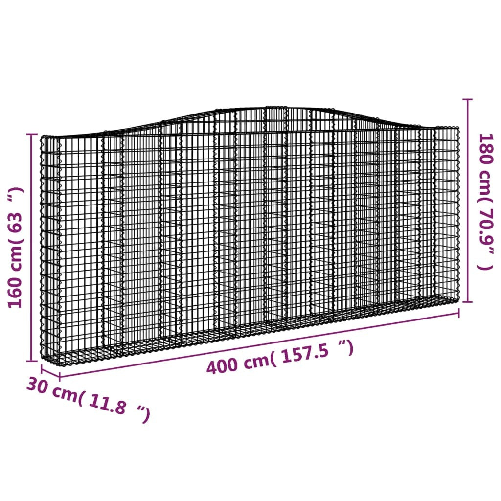 Arched Gabion Baskets 7 pcs 400x30x160/180 cm Galvanised Iron