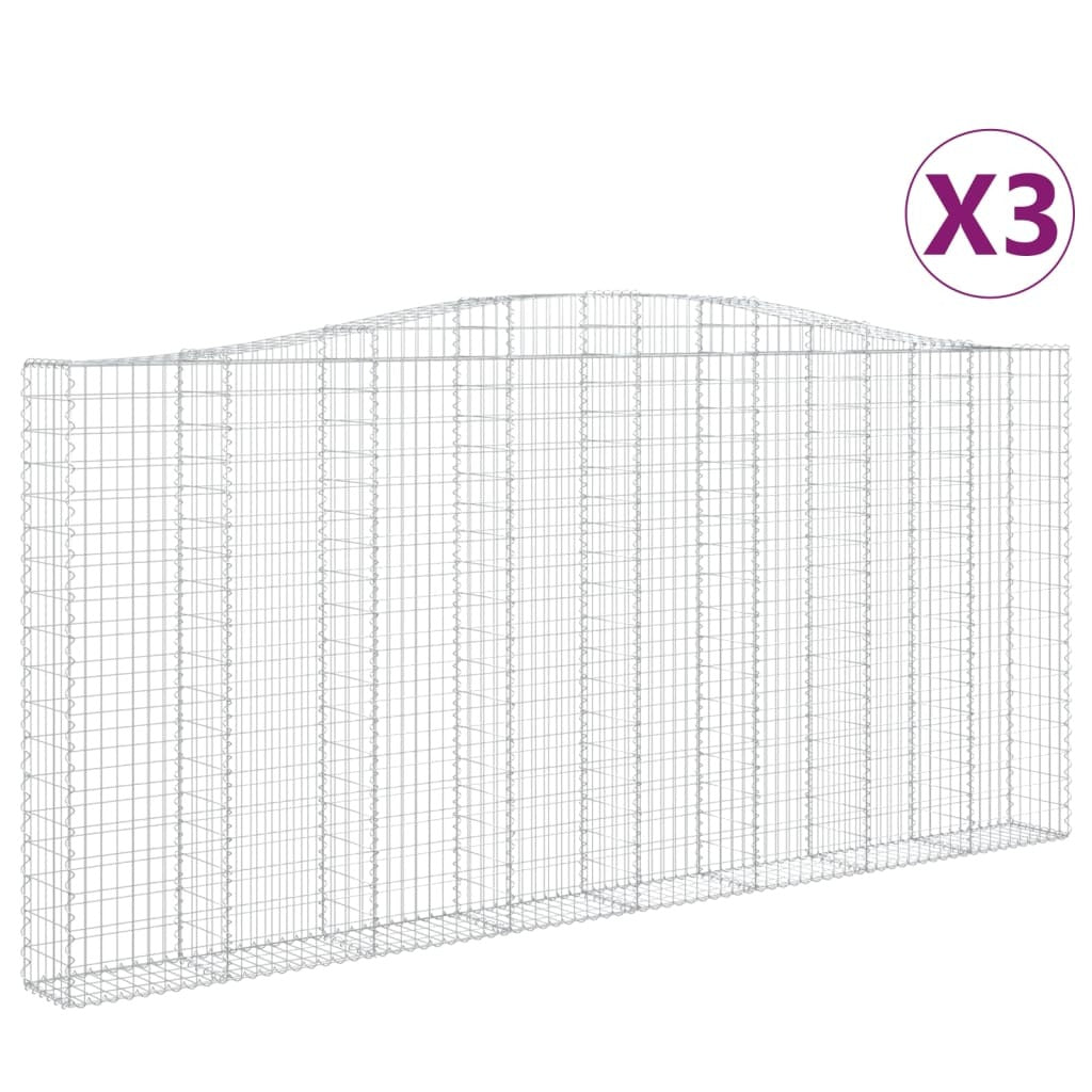 Arched Gabion Baskets 3 pcs 400x30x180/200 cm Galvanised Iron