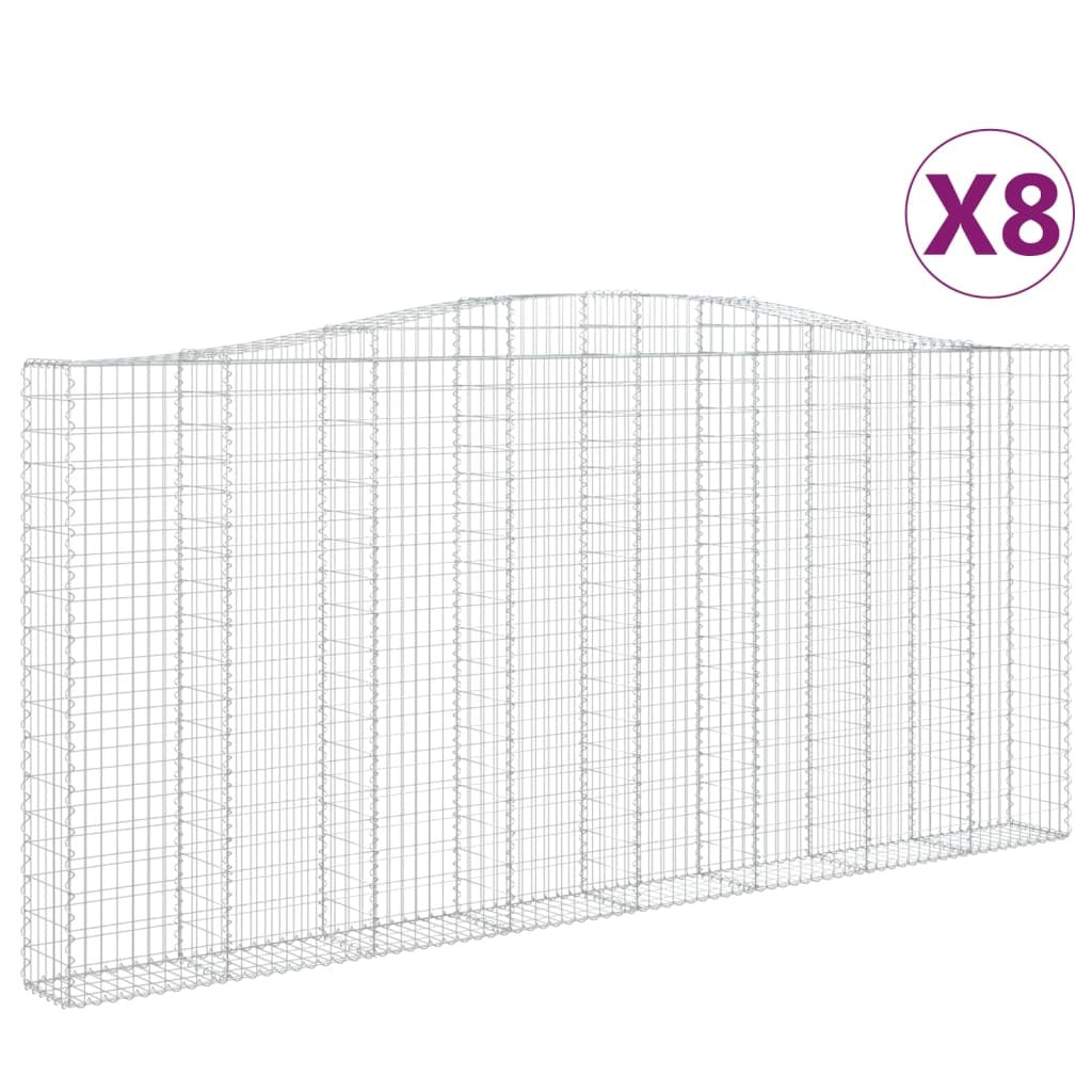 Arched Gabion Baskets 8 pcs 400x30x180/200 cm Galvanised Iron