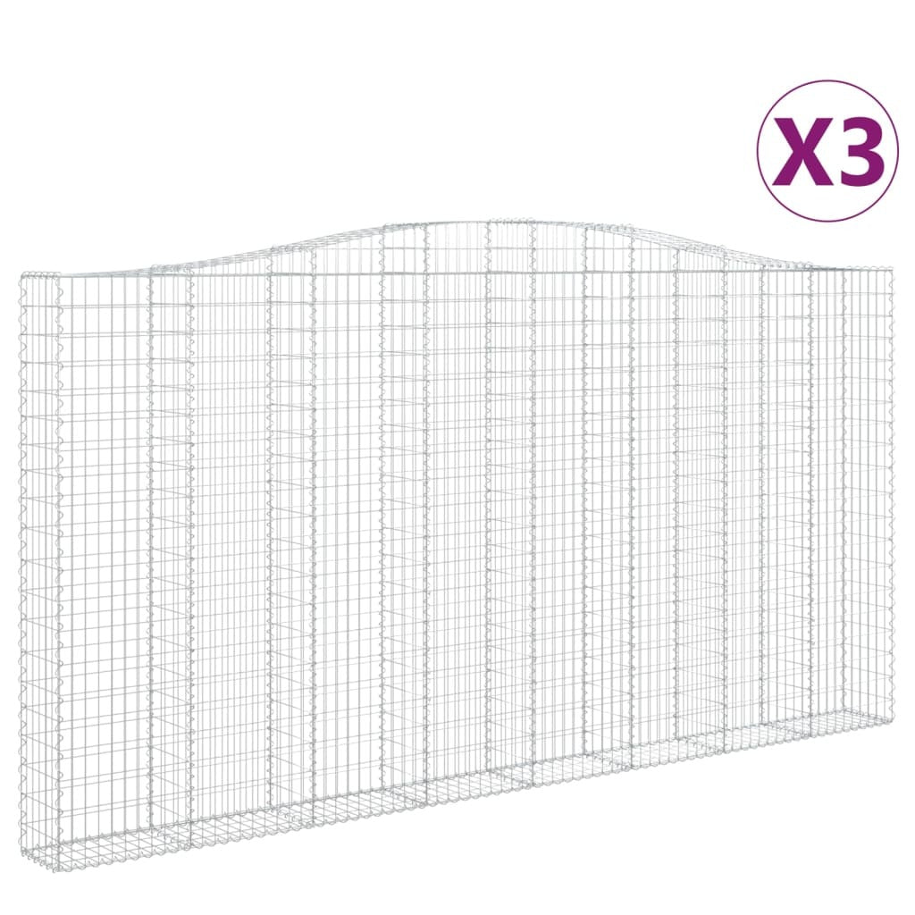 Arched Gabion Baskets 3 pcs 400x30x200/220 cm Galvanised Iron