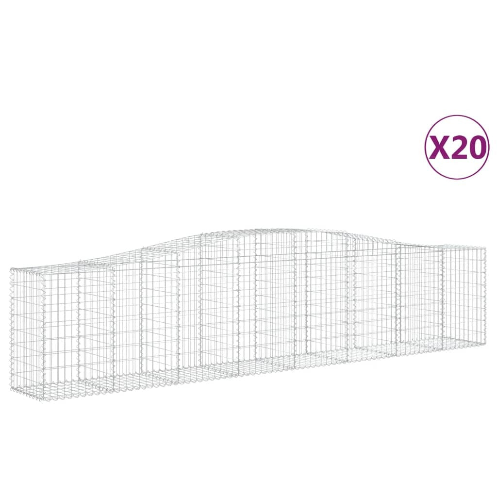 Arched Gabion Baskets 20 pcs 400x50x80/100 cm Galvanised Iron