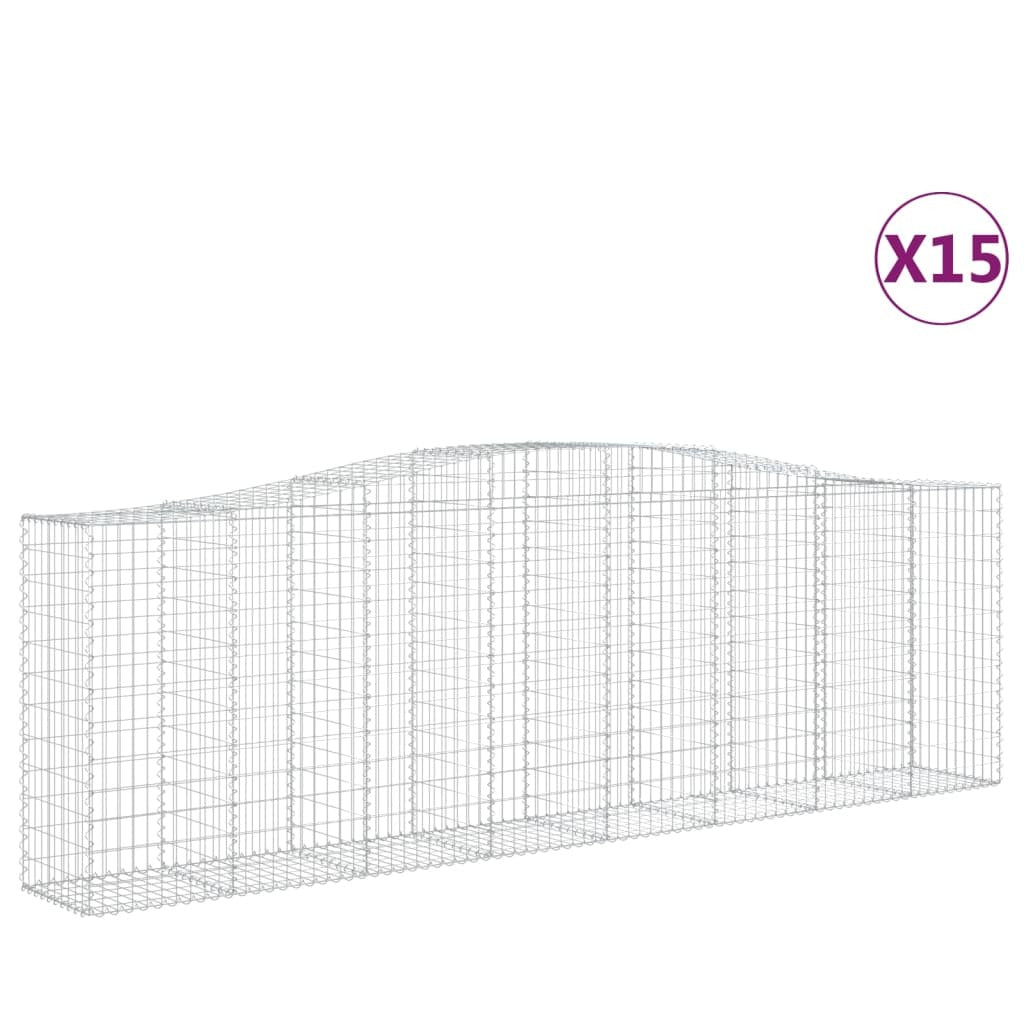 Arched Gabion Baskets 15 pcs 400x50x120/140 cm Galvanised Iron