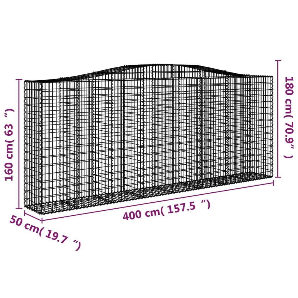 Arched Gabion Baskets 5 pcs 400x50x160/180 cm Galvanised Iron