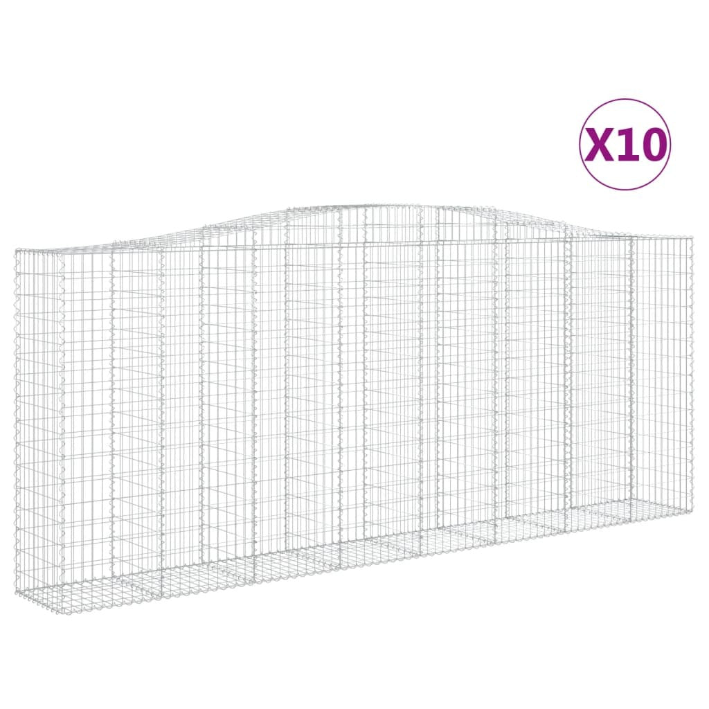 Arched Gabion Baskets 10 pcs 400x50x160/180 cm Galvanised Iron