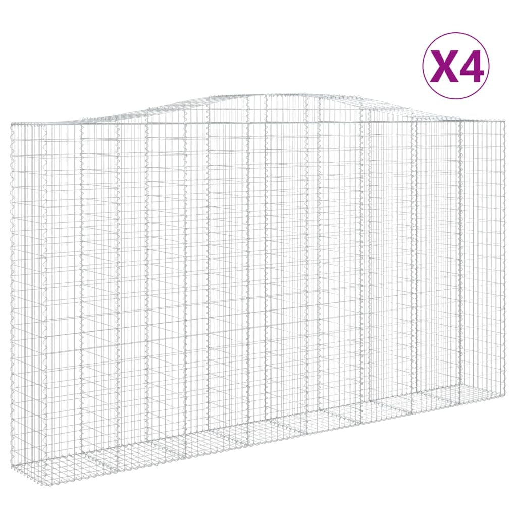 Arched Gabion Baskets 4 pcs 400x50x220/240 cm Galvanised Iron