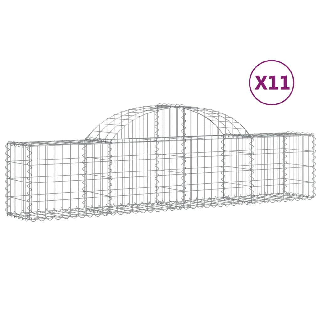 Arched Gabion Baskets 11 pcs 200x30x40/60 cm Galvanised Iron