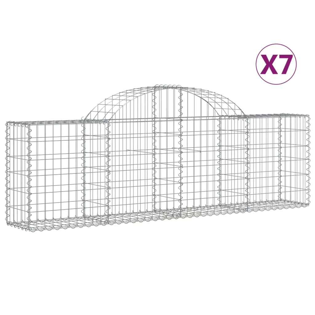 Arched Gabion Baskets 7 pcs 200x30x60/80 cm Galvanised Iron