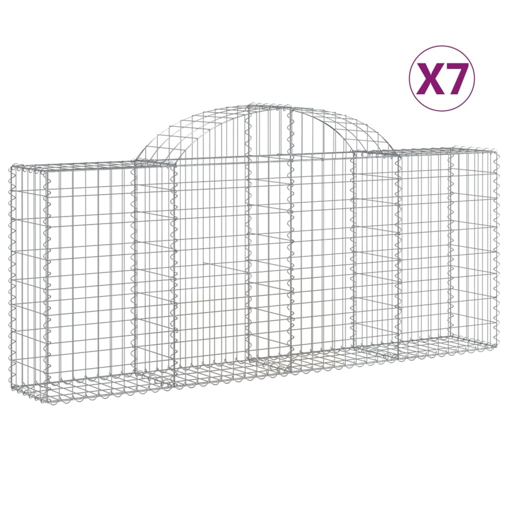Arched Gabion Baskets 7 pcs 200x30x80/100 cm Galvanised Iron