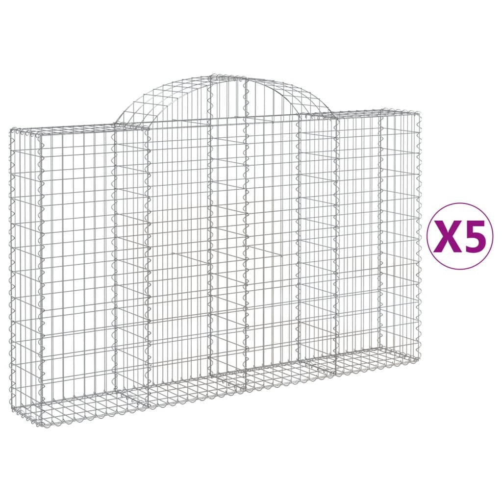 Arched Gabion Baskets 5 pcs 200x30x120/140 cm Galvanised Iron