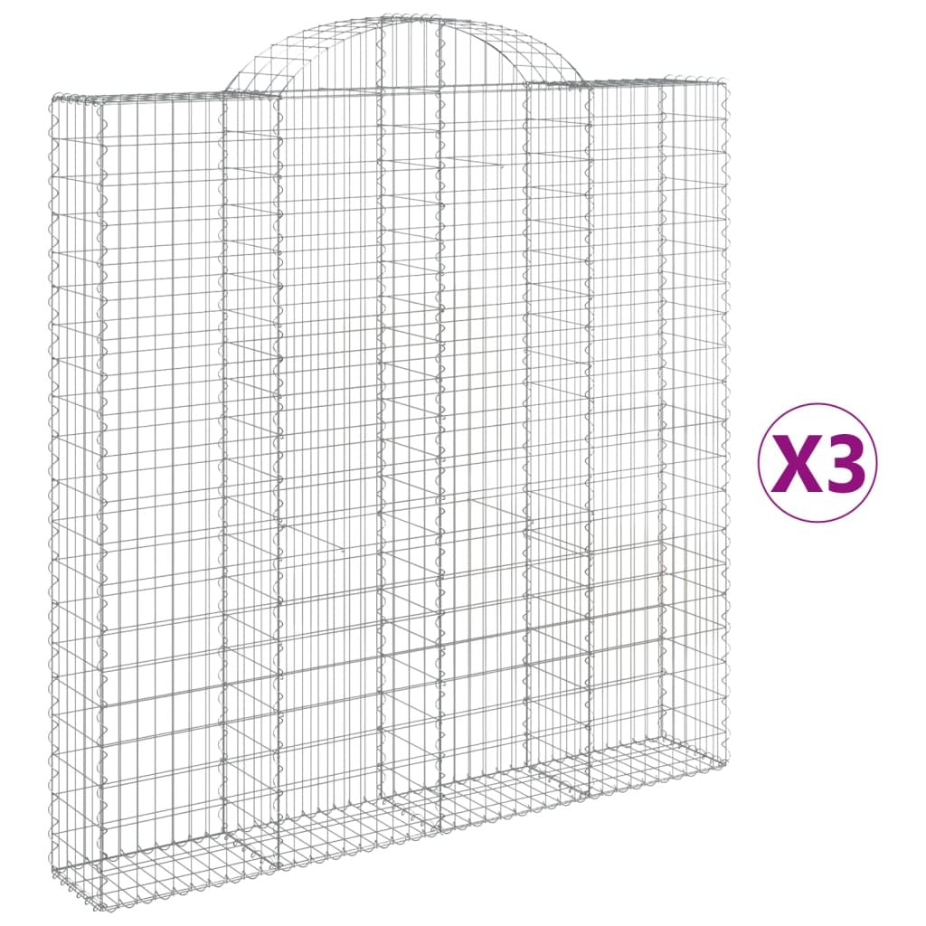Arched Gabion Baskets 3 pcs 200x30x200/220 cm Galvanised Iron
