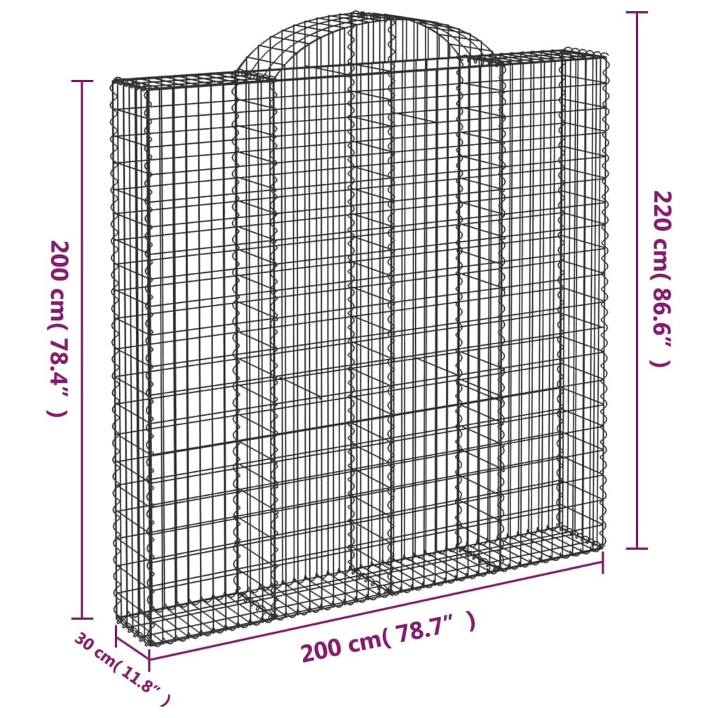 Arched Gabion Baskets 3 pcs 200x30x200/220 cm Galvanised Iron