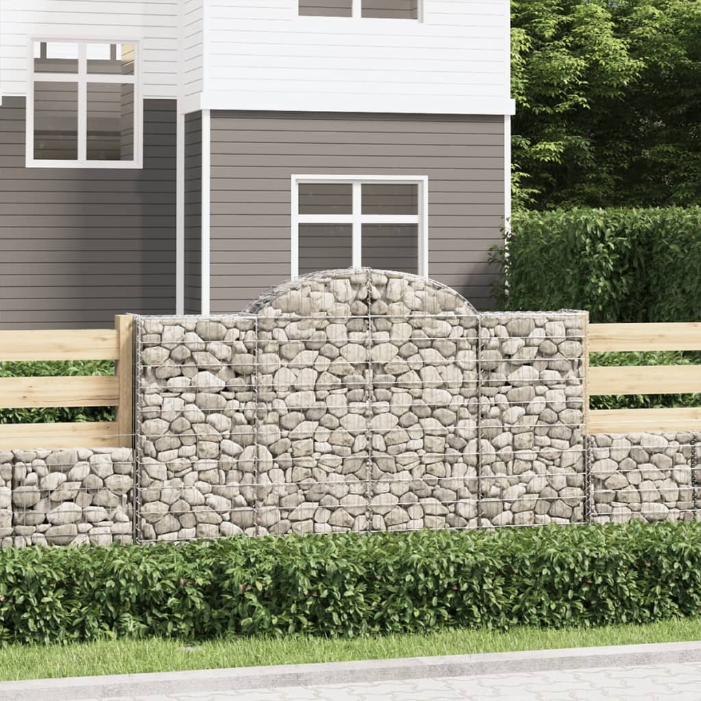 Arched Gabion Baskets 15 pcs 200x50x120/140 cm Galvanised Iron