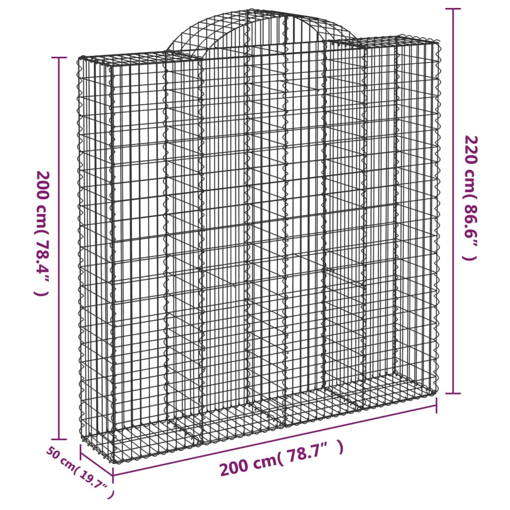 Arched Gabion Baskets 13 pcs 200x50x200/220 cm Galvanised Iron