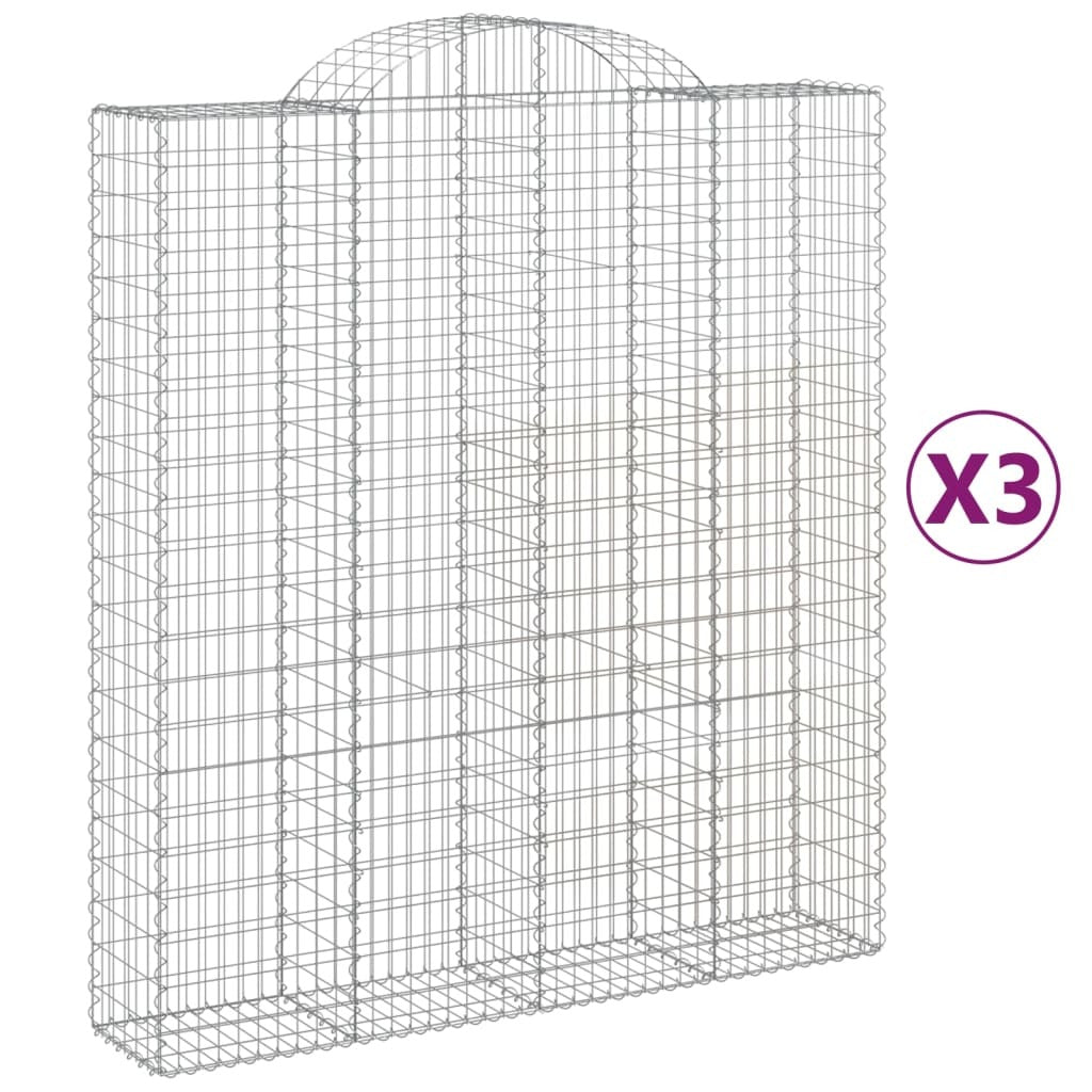 Arched Gabion Baskets 3 pcs 200x50x220/240 cm Galvanised Iron