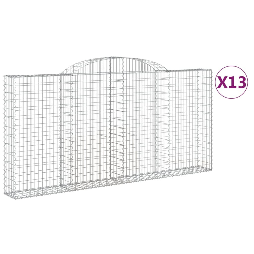Arched Gabion Baskets 13 pcs 300x30x140/160 cm Galvanised Iron