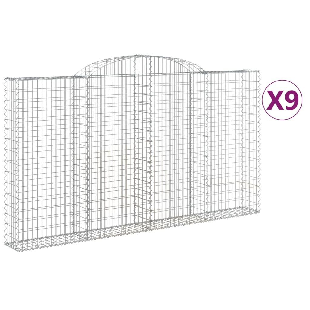 Arched Gabion Baskets 9 pcs 300x30x160/180 cm Galvanised Iron