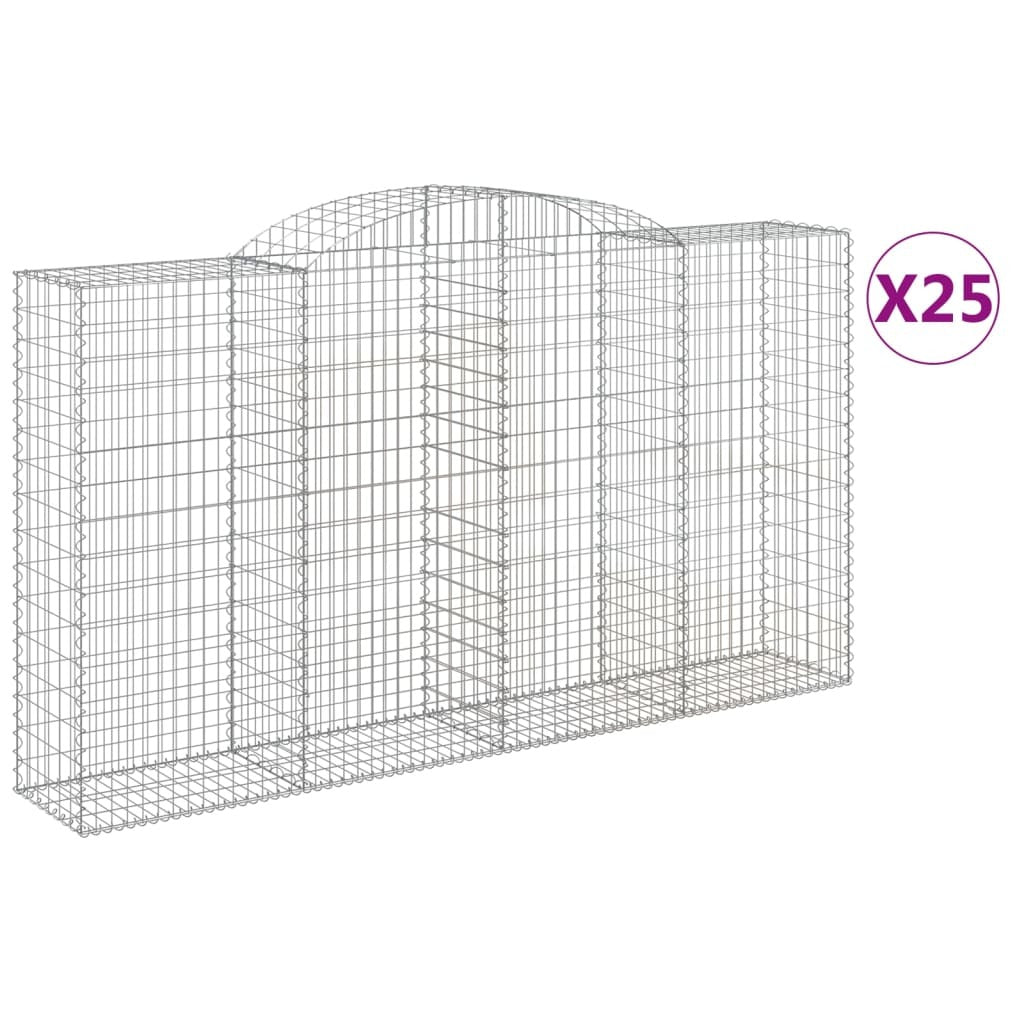 Arched Gabion Baskets 25 pcs 300x50x160/180 cm Galvanised Iron