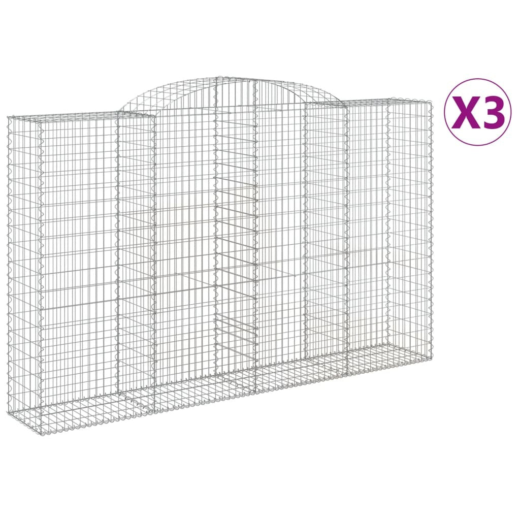 Arched Gabion Baskets 3 pcs 300x50x180/200 cm Galvanised Iron