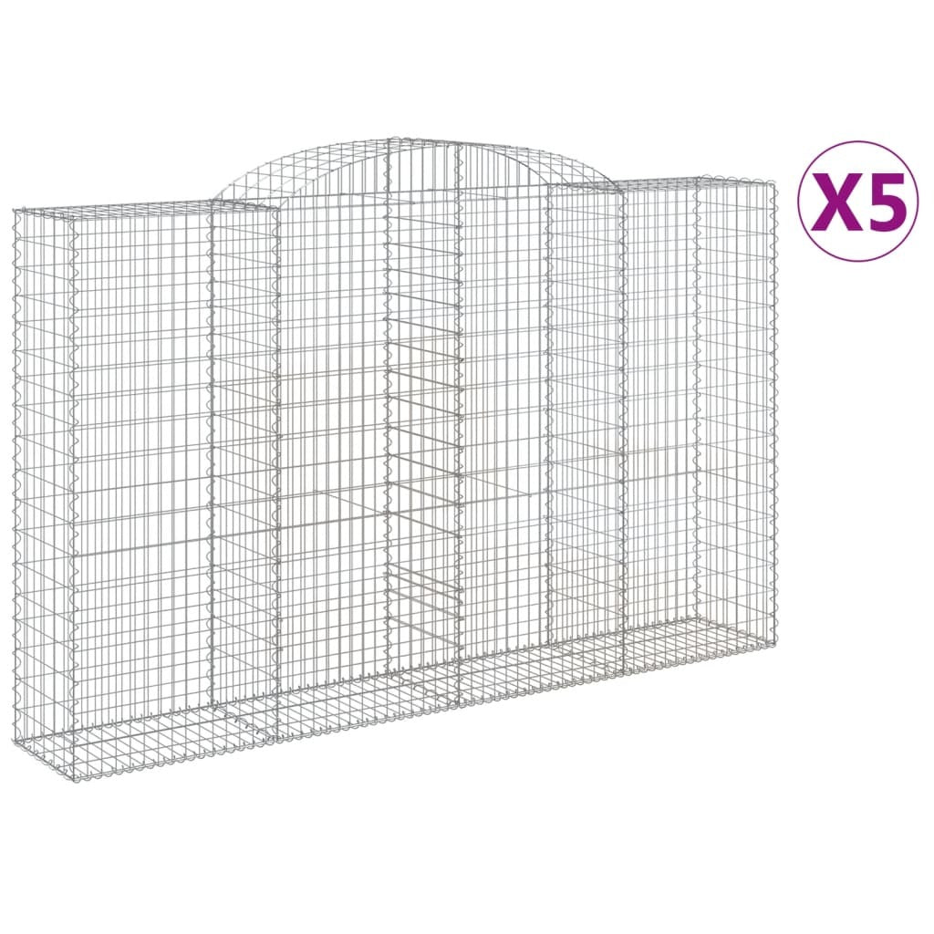 Arched Gabion Baskets 5 pcs 300x50x180/200 cm Galvanised Iron