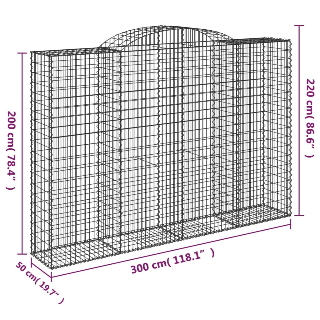 Arched Gabion Baskets 5 pcs 300x50x200/220 cm Galvanised Iron