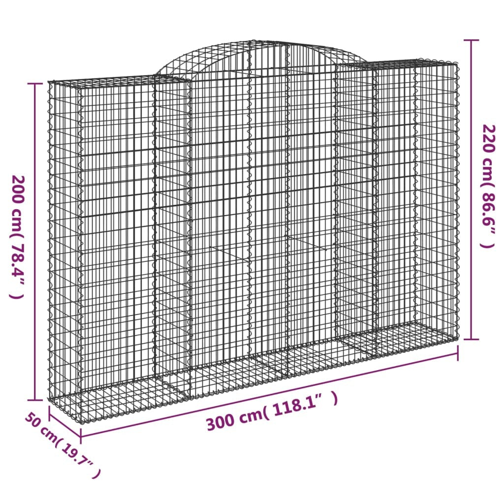 Arched Gabion Baskets 11 pcs 300x50x200/220 cm Galvanised Iron