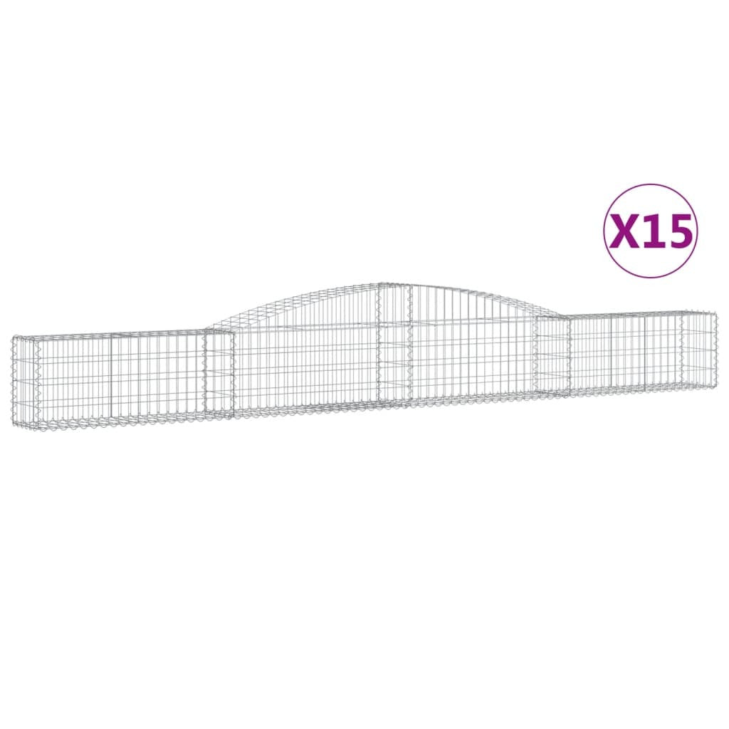 Arched Gabion Baskets 15 pcs 400x30x40/60 cm Galvanised Iron