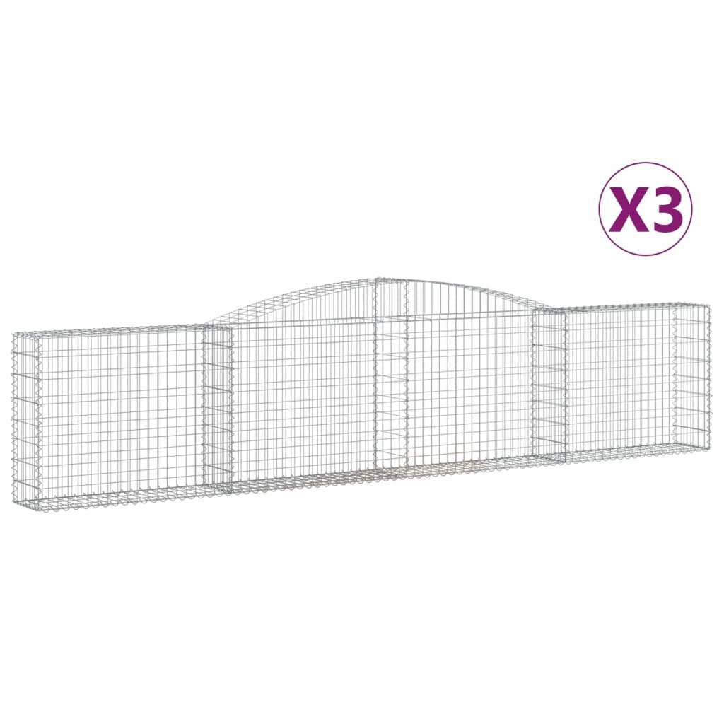 Arched Gabion Baskets 3 pcs 400x30x80/100 cm Galvanised Iron