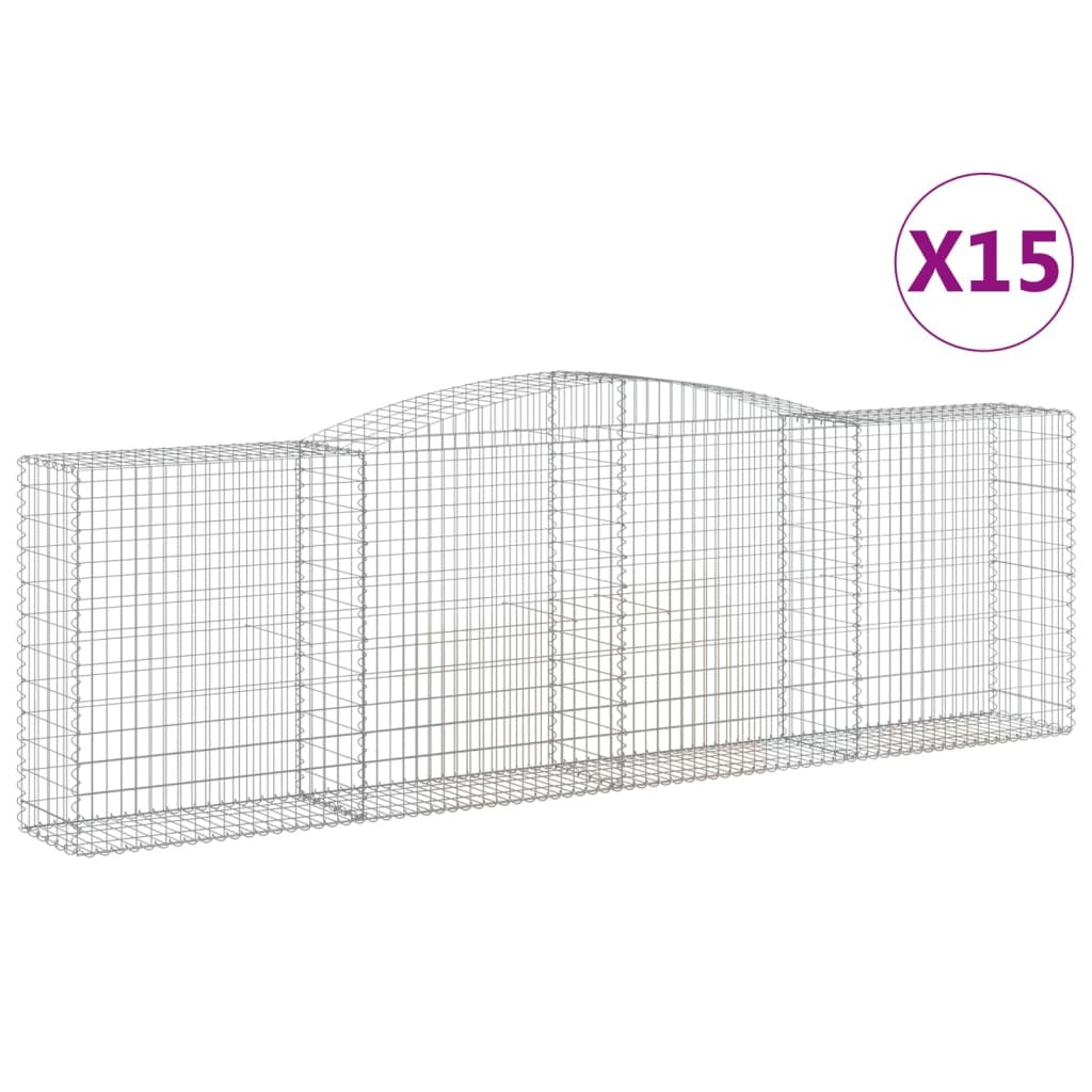 Arched Gabion Baskets 15 pcs 400x50x120/140 cm Galvanised Iron