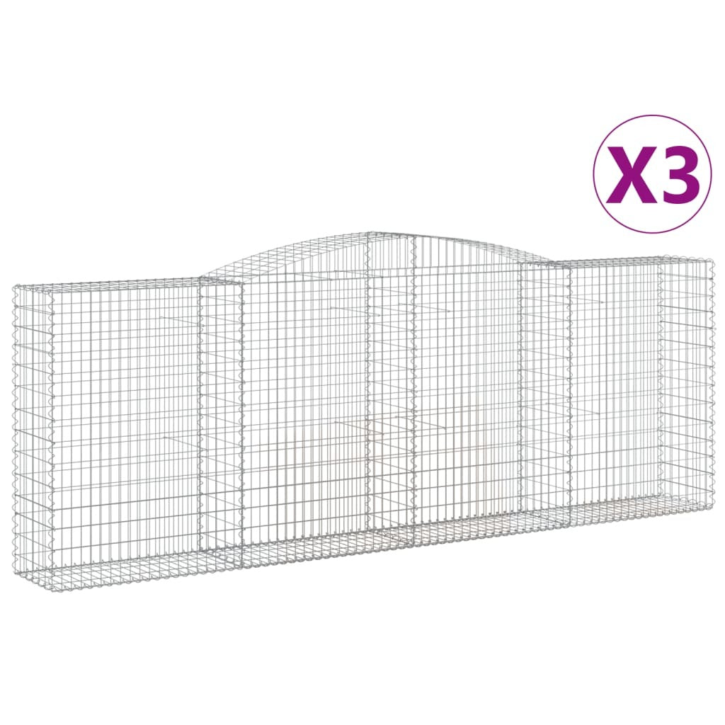 Arched Gabion Baskets 3 pcs 400x50x140/160 cm Galvanised Iron